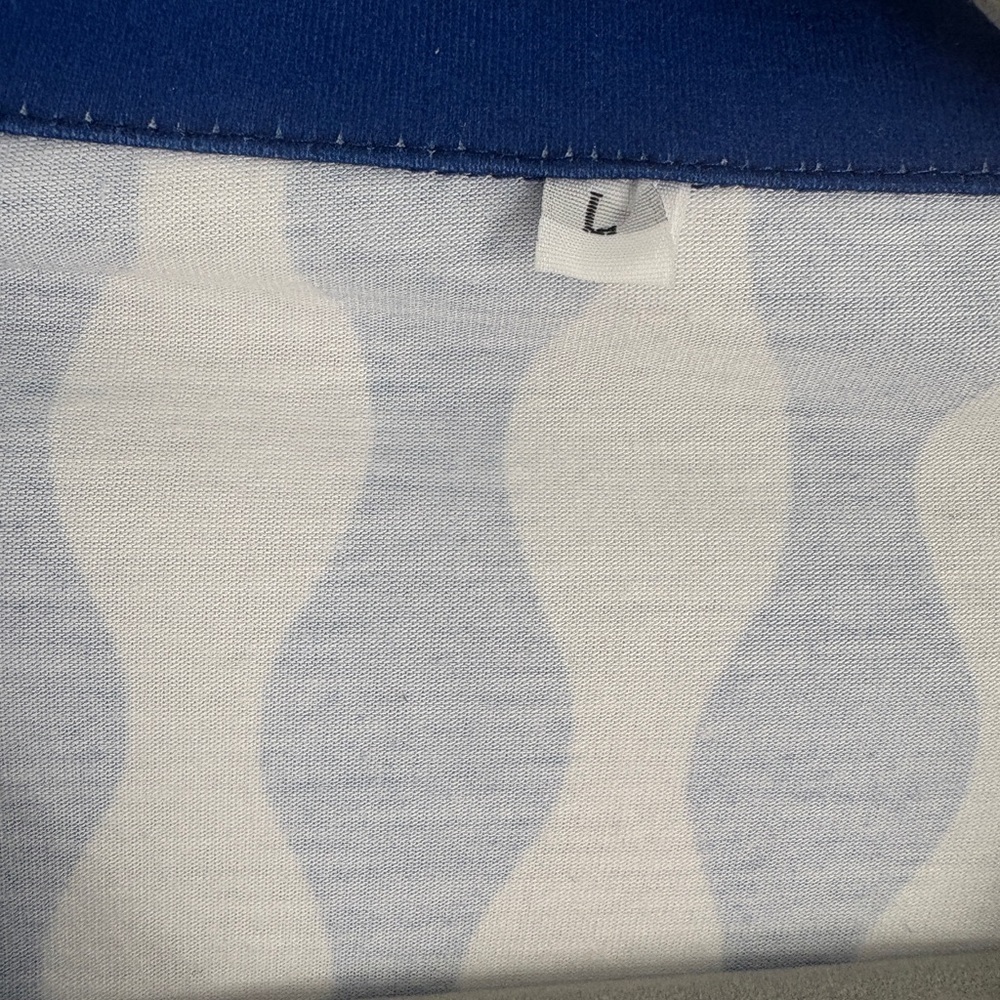 Dallas Cowboys SHEIN Blue & White Striped Polo Shirt Men’s Sz Large DC Star - Picture 3 of 5